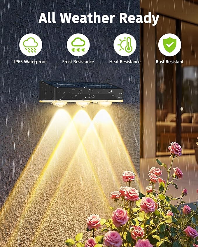 Solar Fence Lights Outdoor 8 Pack Waterproof Upgraded Brightness 3 LED Lens Solor Deck Lights Warm Cool Natural White RGB 10 Color Outside Solar Powered Wall Light for Backyard Garden Patio Step Rail