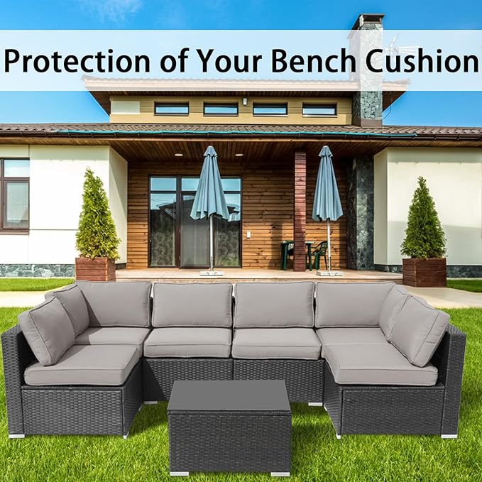 14 Pieces Patio Cushion Covers Replacement Outdoor Couch Cushions Covers Splashproof Sofa Slipcovers Set with Zippers, Patio Furniture Protector Cover Only (Gray, 23.623.63.35 Inches)