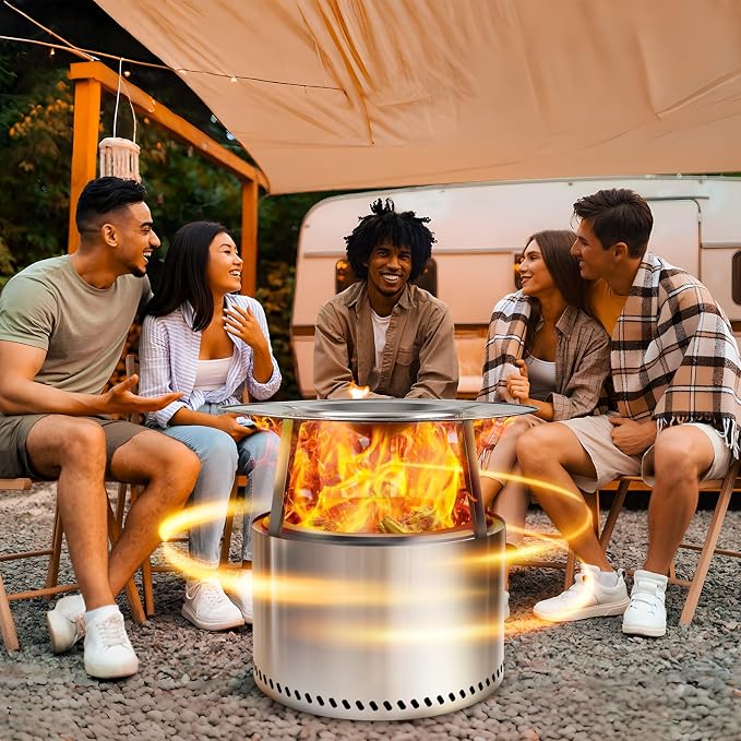 HGD Firepit Heat Deflector for 19-20.5" Fire Pits, Solo Stove Bonfire 19.5", Portable 304 Stainless Steel Heat Diffuser Captures & Redirects Warmth, Detachable Camping Essential