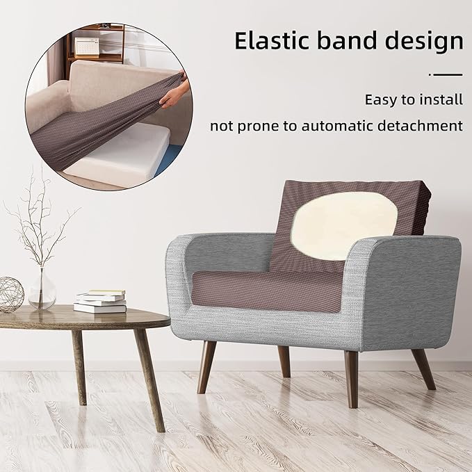 BIETYONE 8Pcs Stretch Patio Cushion Covers,Outdoor Couch Covers Replacement,Outdoor Couch & Sofa Slipcovers,for Patio Furniture Cushion Covers,Washable Reusable Furniture Protector (Camel,Cover Only)