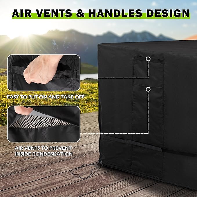 Bar Height Patio Set Square Cover 65in for 5-Piece Outdoor Bar and Chairs Set, Outdoor Bistro Set Cover for 4 Person Patio High Top Dining Set/Outdoor High Stool Bistro Set/High Top Patio Set