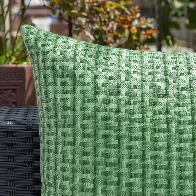Kevin Textile Spring Outdoor Waterproof Throw Pillow Covers Pack of 2 Farmhouse Decorative Cushion Covers for Garden Patio Tent Balcony Bench Couch Sofa 12x20 Inch, Sage Green