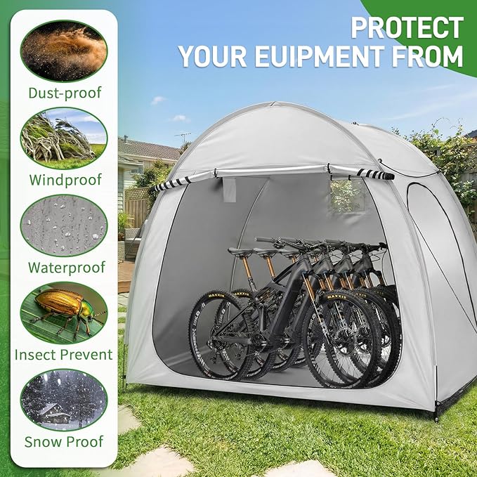 Outvita Bike Tent, Outdoor Portable Bicycle Storage Sheds with 210D Oxford Fabric PU4000 Waterproof Cover for 2-3 Bikes, Storage Cover Shelter for Motorcycle,Garden Tools,Toys,Lawn Mower