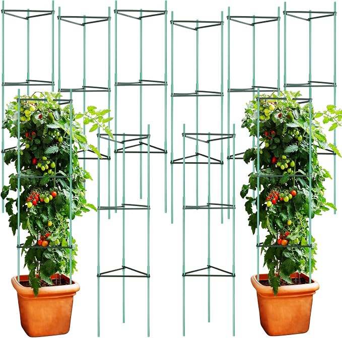 Sunnyray 10 Pcs 51 Inch Tomato Cage up to Plant Cage Deformable Trellis Assembled Tomato Garden Cages Plant Stakes Support for Vertical Climbing Potted Plants Climbing Vegetables