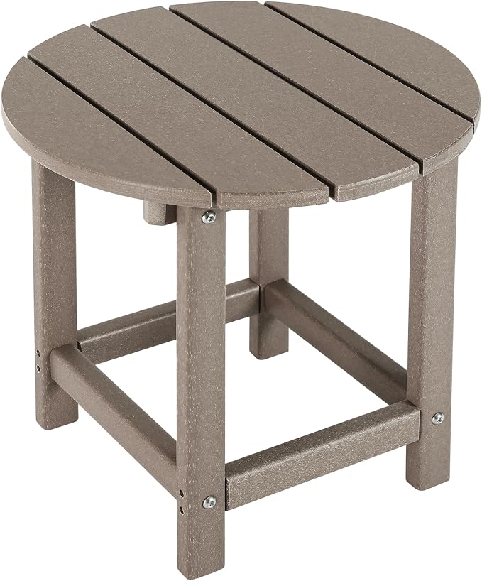 LZRS Adirondack Patio Side Table End Table, Outdoor Coffee Tables for Patio, Backyard,Pool, Indoor Companion, Easy Maintenance & Weather Resistant(Oak)