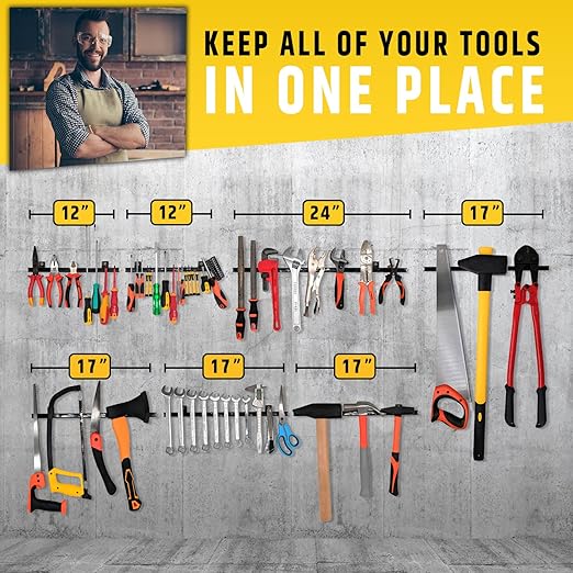 17" Heavy-Duty Magnetic Tool Holder (Upgraded Version) - Extremely Powerful Magnetic Pull Force to Hold Heavy Tools - Professional Space-Saving Magnetic Bar - Tool Organizer Rack/Strip