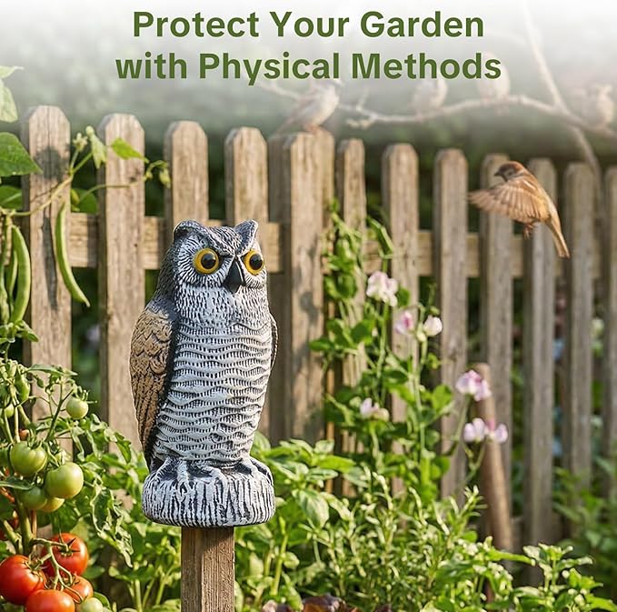 OFFO 2 Pack Fake Owl, Owl Statue for Garden and Yard Decoration, Weatherproof Plastic Outdoor Owl Decor for Porch Pool Patio Yard, 8-Inch Height, Round + Short Ear Owl