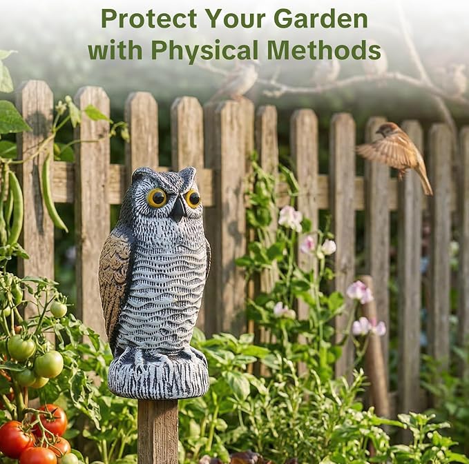 OFFO 2 Pack Fake Owl, Owl Statue for Garden and Yard Decoration, Weatherproof Plastic Outdoor Owl Decor for Porch Pool Patio Yard, 10-Inch Height, Round + Short Ear Owl