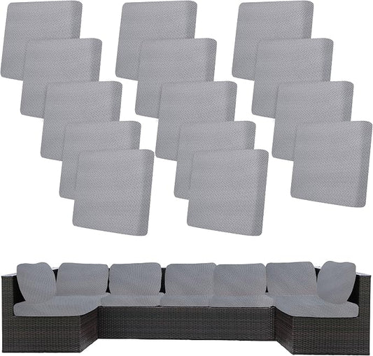 BIETYONE 14Pcs Stretch Patio Cushion Covers,Outdoor Couch Covers Replacement,Outdoor Couch & Sofa Slipcovers,for Patio Furniture Cushion Covers,Washable Reusable Furniture Protector (Grey,Cover Only)