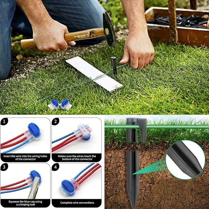Universal 1000FT Robotic Mower Boundary Wire Automatic Lawnmower Perimeter Wire and 20FT Robotic Lawnmower Boundary Wire Splice Kit