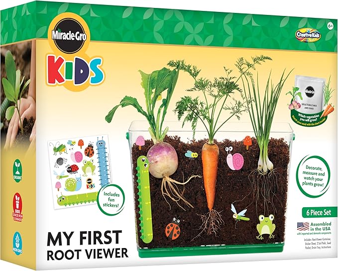 Creative Kids Miracle GRO Root Viewer Garden Kit - Educational STEM Set with Soil & Seeds for Kids Age 6+, Plant Growing Science Lab
