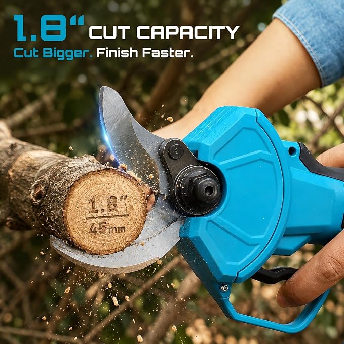 SEESII Electric Pruning Shears 1.8'' Cut, 20V Cordless Pruning Shears with Dual 4.0Ah Batteries, Brushless Motor, SK5 Blade, LCD Display, 4 Opening Modes for Tree Branch Trimming