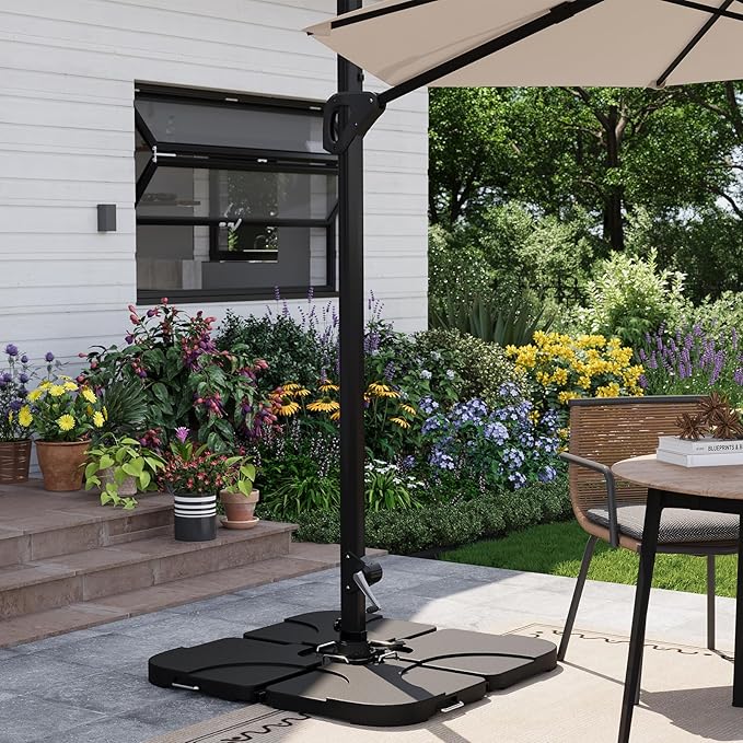 GarveeLife Patio Umbrella Base, 220lb Capacity Heavy Duty Design with Adjustable Pole Adapter Fits 1.5" to 2.1" Poles for 7.5-11FT Umbrellas, Corrosion-Resistant and Wind-Resistant for Outdoor, Patio