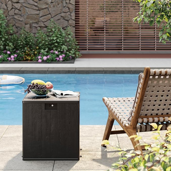 80 Gallon Outdoor Storage Box – Lockable Waterproof Resin Deck Box for Patio & Garden (UV Resistant, Holds Cushions, Tools, Pool Equipment) - Black