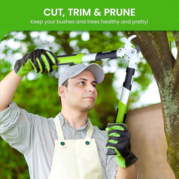 GARDEN GURU Bypass Loppers Tree Trimmer Clipper - 3X Cutting Power Gardening Loppers Pruning Shear -Comfort Grip Handles -High Carbon Steel Blade – Heavy Duty Branch Cutter –Cut Thick Branches w Ease