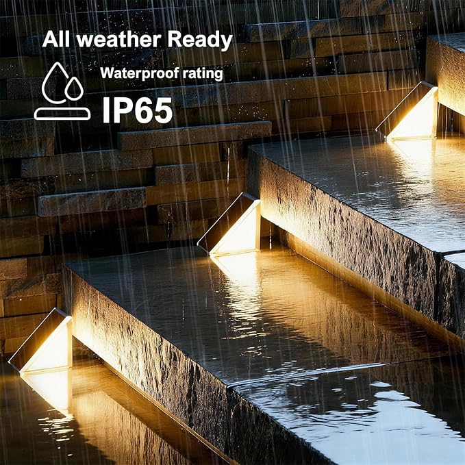 Brown Solar Step Light Outdoor Stair Lights, Deck Lights Outdoor Powered IP65 Waterproof, 3000K Warm White Solar Outdoor Step Light, Decor for Stair, Deck, Step,Porch and Outside Patio,8 Pack