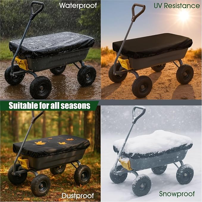 Collapsible Wagon Rain Cover Outdoor Folding Gorilla Cart Cover, 600D Oxford Cloth Waterproof & Dustproof Protective Tarp, 55" L x 37" W