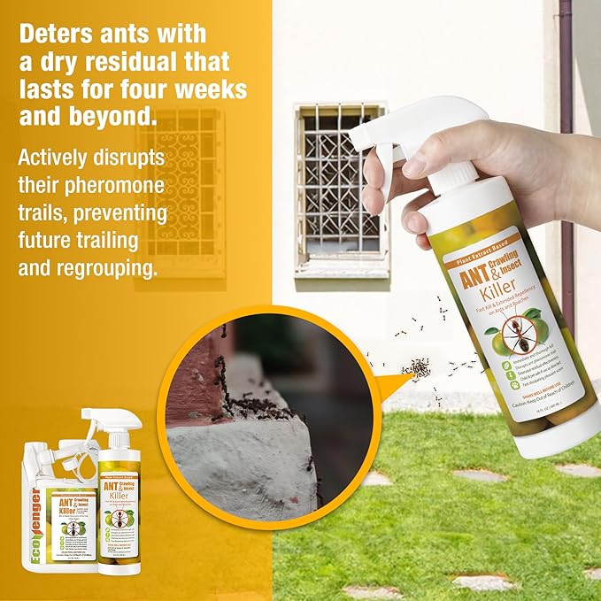 EcoVenger® Ant and Insect Killer 16 oz | Citrus Scent | Fast Kills House Ants Fire Ants | Residual Deterrence | Plant-Based Child and Pet Safe