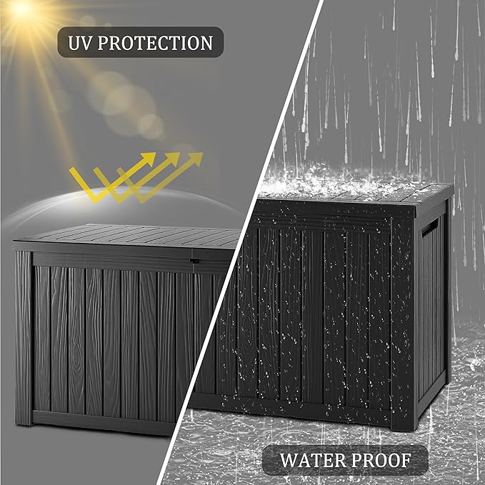 Outdoor Storage Box 275GAL Waterproof Resin Deck Box,Pool Accessories Supplies，UV-Resistant Lockable Package Delivery Bin for Garden Tools,Large Patio Outside Cushions,Chest,Furniture,Black