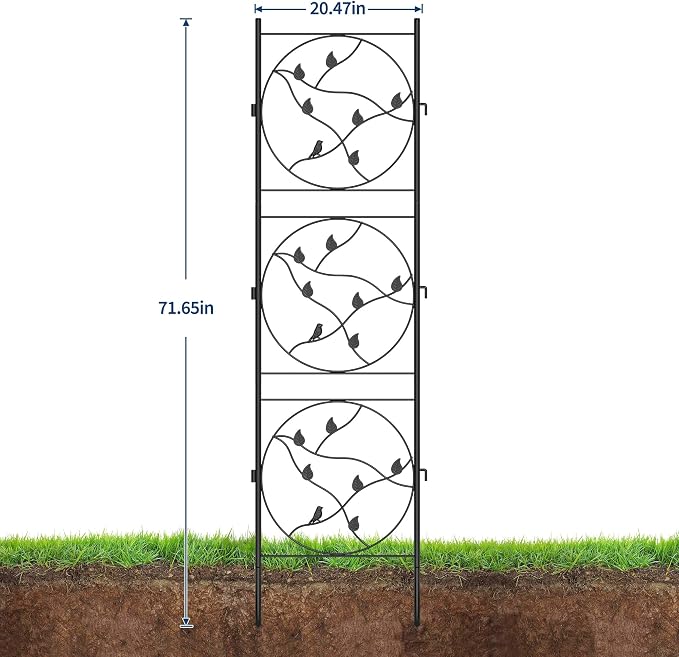 Garvee 1 Pack Panels No Dig Dog Fence Outdoor - 66.9 in Tall Rustproof Animal Barrier with Gate, Decorative Garden Fence Panels for Yard Border, Patio（66.9 x 19.48 inch）