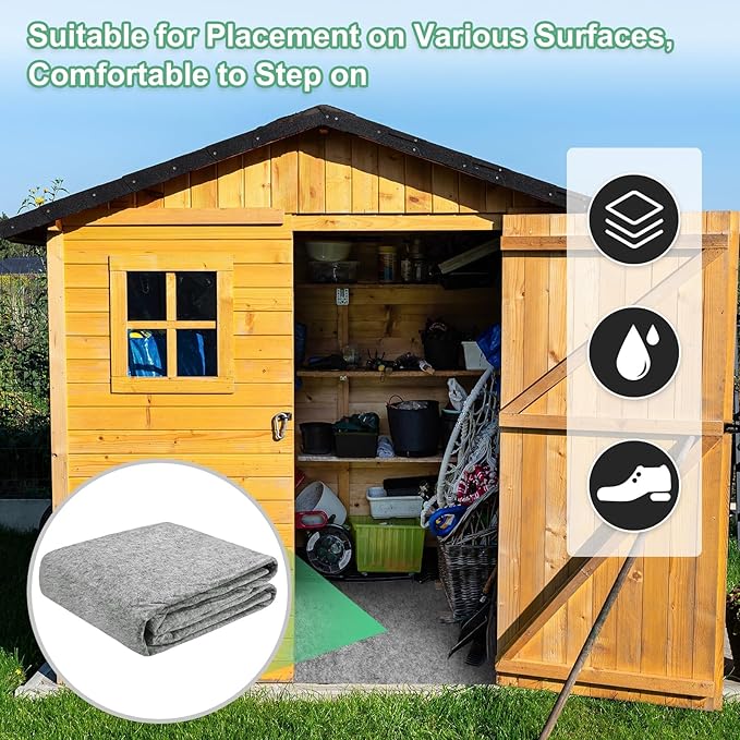 M METERXITY Outdoor Storage Shed Mat, 6x8.2 FT Waterproof Small Shed Flooring Mat for Patio Furniture Floor Protecting from Wear/Liquid/Dust/Oil, Non-Slip Carport Pad [Grey White]
