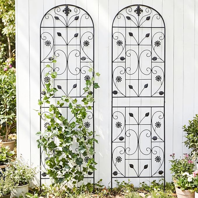Trellis for Climbing Plants Outdoor, （2 Pack 70.8x19.6-inch）, Generic Metal Garden Trellis, Rustproof, Easy Assembly,（Black）