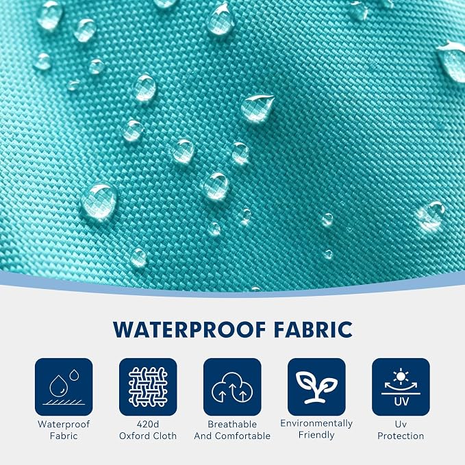 Non-Slip Outdoor Chaise Lounge Chair Cushion, Waterproof 74.4 x 22 x 4.7 Inches Lounge Chair Cushions for Outdoor Patio Furniture with Ties, Pool Chaise Lounge Cushions Replacement, Teal