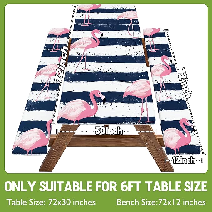 Picnic Table Cover with Bench Covers Elastic Table Cloth Cool Fun Unique Ideas Birthday Christmas Xmas Valentine's Day Camping Gifts for Camper RV Owner Camping Lovers Couple Women Men Mother Father