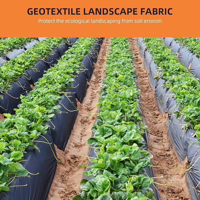 Geotextile Landscape, 3 ft x 100 ft & 8 oz Geotextile Fabric, PP Drainage 350N Tensile Strength & 440N Load Capacity, for Driveway & Road Stabilizationr, Erosion Control, French Drains
