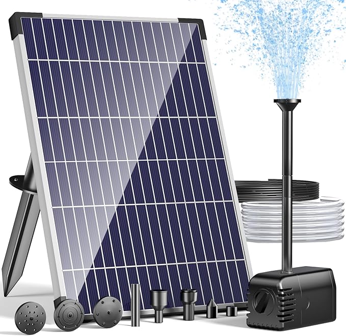 POPOSOAP 12W Solar Water Fountain Pump, Solar Water Pump with Flow Adjustable, Solar Pond Pump with Water Shortage Protection & 16.5FT Cord for Ponds, Garden, Waterfall, Hydroponics-P112H