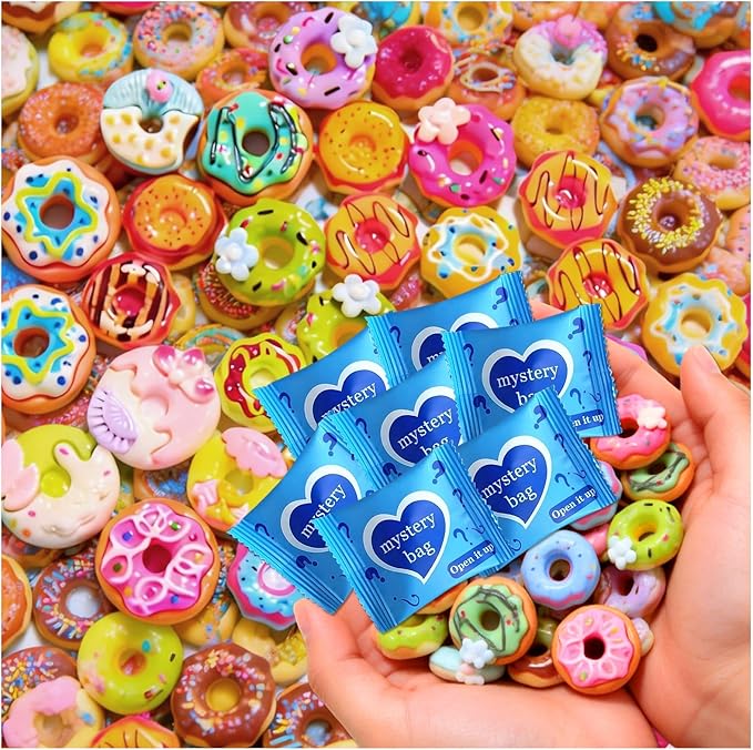 Mini Glow In The Dark Animal Resin Models, Resin Animals Mystery Bags, Individually Wrapped Blind Bags Tiny Animal Figurines, Collectible Mini Animals For Fairy Garden, DIY Crafts (100, Doughnut)