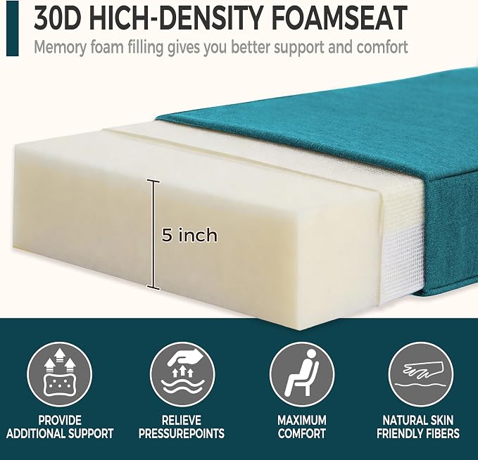Art Leon Outdoor Patio Cushion 24"x 24" Outdoor Seat Cushions 30D High Density Foam Patio Chair Cushions with Non-Slip Backing Patio Cushions for Patio Furniture Porch Swing Garden Bench