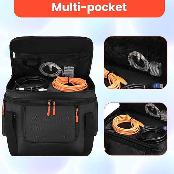 Portable Carrying Bag Compatible with Jackery Explorer 1000 V2, Soft Power Station Storage Case with Padding, Generator Covers with Side Zipper, Multi-Pocket, Shoulder Strap, 13.78*10.23*10.8in