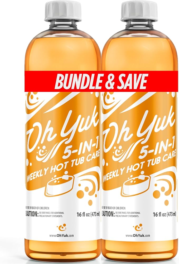 Oh Yuk 5 in 1 Weekly Hot Tub Chemicals - Hot Tub Clarifier, Cleaner & Water Conditioner - Helps Reduce Cloudiness, Support Water Balance & Combat Buildup - 2 Pack