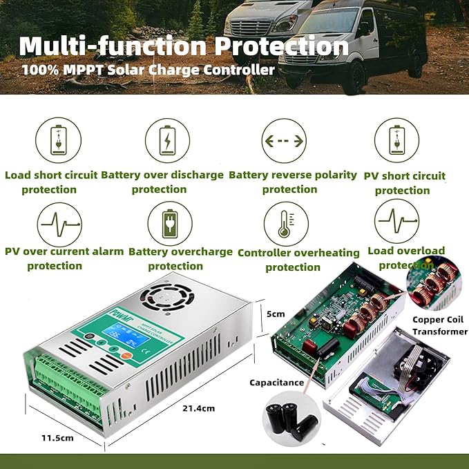 PowMr MPPT Solar Charge Controller 60 amp 48V 36V 24V 12V Auto - Max 160VDC Input, LCD Backlight Solar Charge Controller for Vented Sealed Gel NiCd Lithium Battery【Software Update Version】