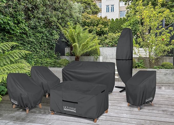 ULTCOVER Waterproof Patio Chair Cover – Outdoor Lounge Deep Seat Single Lawn Chair Cover 2 Pack Fits Up to 35W x 38D x 34H inches, Black