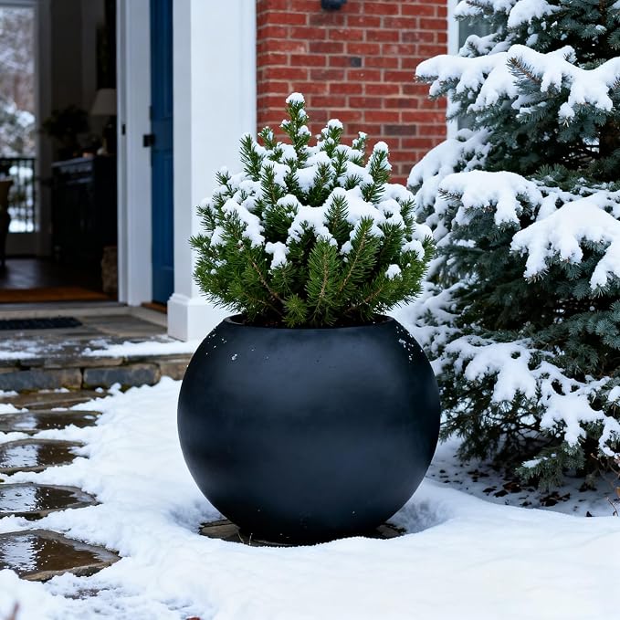 Large Round Planter,Planters for Indoor Plants & Outdoor,Durable Plastic Material Sphere Planter with Drainage Hole & Rubber Plug Weather Resistant,Plant Pot