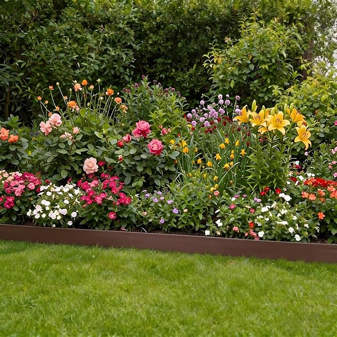 Garden Edging 80FT, Landscape Edging Borders with 120pcs Plastic Stakes, 4IN Tall Garden Mini Fence Edge Kits for Yard, Tree, Grass, Gravel, Lawn Edging, Flowerbeds, Brown