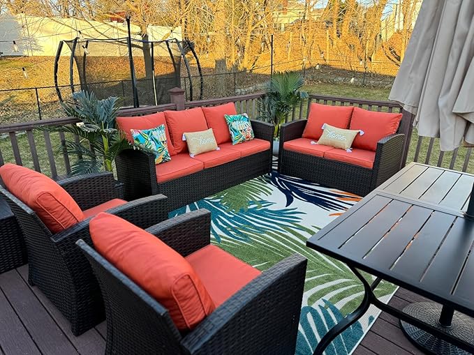 FLYMEI Patio Cushion Covers 18x18x2 Waterproof Outdoor Cushion Cover Replacement 2Packs Outdoor Seat Cushion Slipcover for Rattan Chair Sofa, Orange