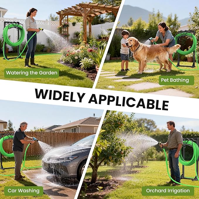 Keten Garden Hose Holder, Detachable Metal Water Hose Holder Stand, Heavy Duty Freestanding Garden Hose Reel Rack and Hose Storage Organizer for Outside Yard