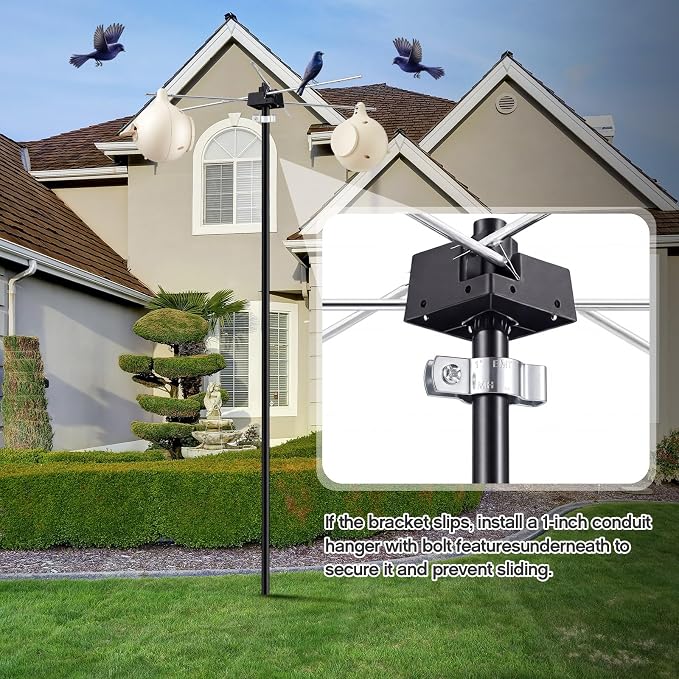 15' Telescoping Martin House & Gourd Pole, Purple Martin Housing Kit Durable Birdhouse Mounting System with Gourd Hangers & Mounting Accessories, Easy Assembly,House Not Included