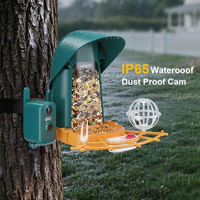 Smart Bird Feeder with Camera Outdoor Birdhouse, 4MP Ultra HD & AI Identify 11000+ Species, 2L Large Capacity, Solar Powered with App Arrived Alerts, Ideal Bird House Gifts for Mom Dad