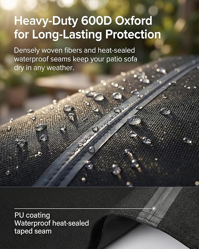 Patio Furniture Cover Set, 5-Piece Outdoor Furniture Cover Waterproof, Covers for Sofa, Loveseat, Chairs & Coffee Table, Heavy-Duty 600D Lawn Patio Set Covers,UV-Resistant All-Season Protection,Black