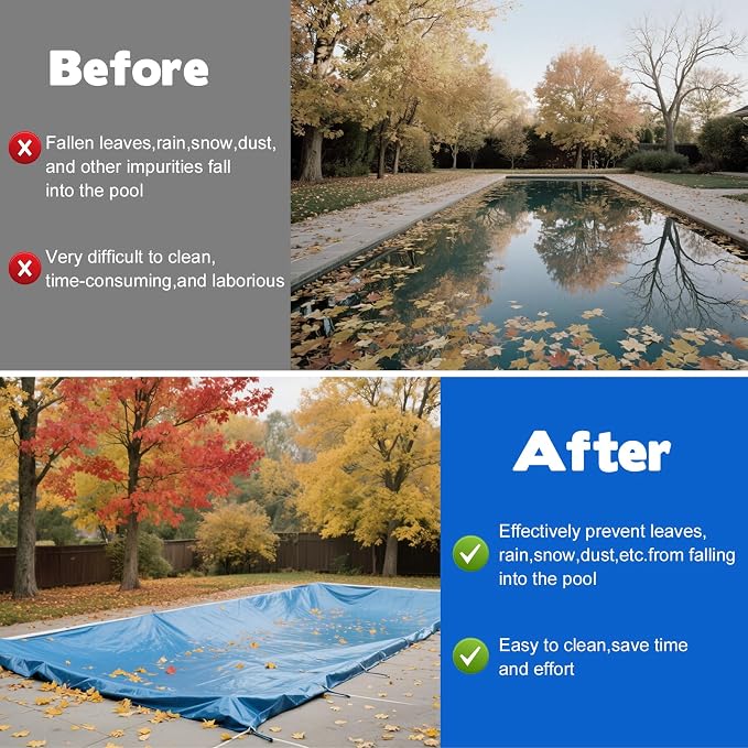 18 x 36 Ft Pool Leaf Net Cover- Thicken Rectangle Leaf Netting for Inground and Above Ground Swimming Pools Cover with Reinforced Gromments,Winter Above Ground Pool Screen Cover, Catching Leaves