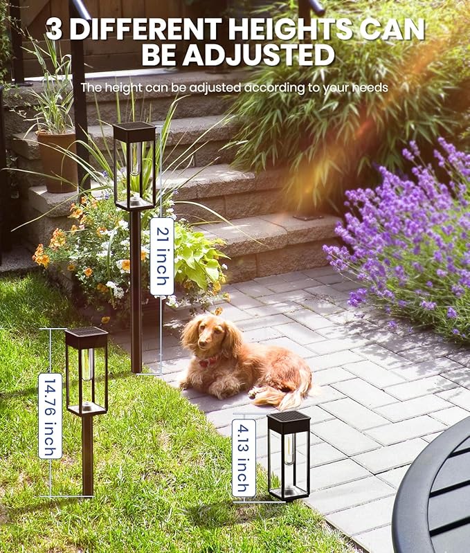 NEWMESSI 8 Pack Bright Solar Pathway Lights, IP65 Waterproof Outdoor Garden Path Lights, Solar Powered for Yard, Lawn, Walkway, Driveway Landscape Lighting (Cool White)