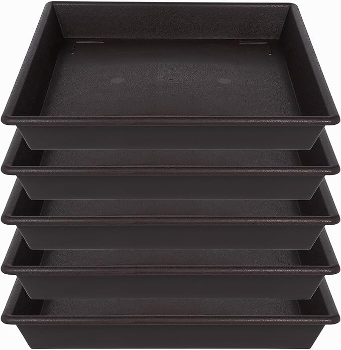 NIMYAU Square Plant Saucer 6 Inch 5 Pack6 8 12 14 16 18 20 Plant Trays for Pots Heavy Duty Plastic Plant Saucers for Indoors Outdoors, Flower Pot No Holes Plant Drip Trays