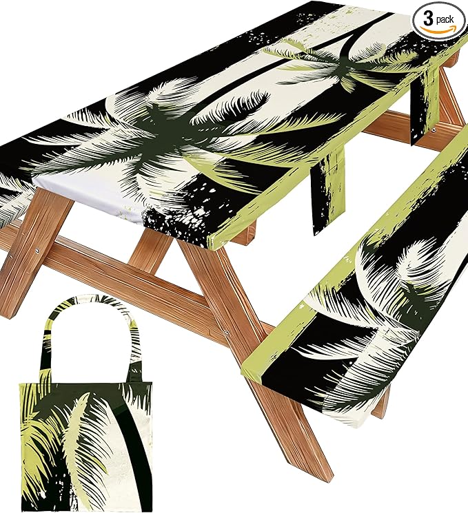 Picnic Table Cover with Bench Covers Tablecloth Glamping Essentials Gear Table Cloth Outdoor Summer Motorhome Cool Fun Unique Ideas Gifts for Camper Camping Lovers RV Owner Family Couple Men Male Dad