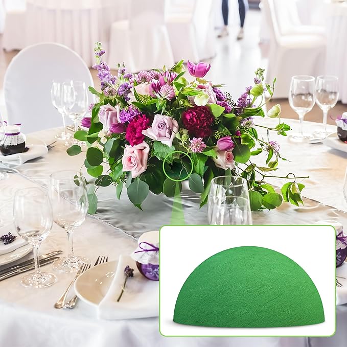 Max Shape Floral Foam Half Ball 7.48" for Floral Arrangements, Round Floral Foam Half Balls Green, Wet Flower Foam for Fresh Flowers