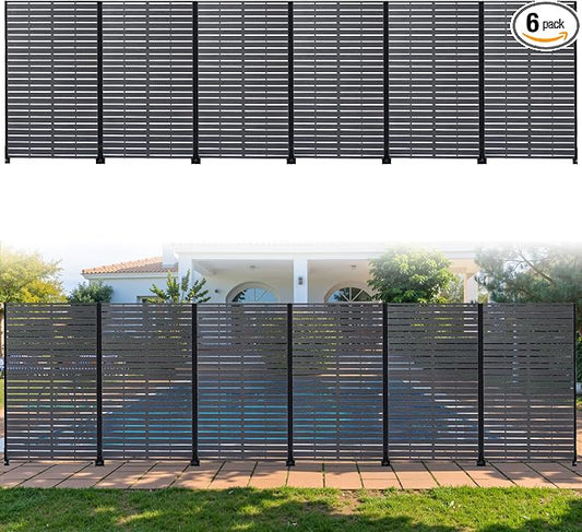 Privacy Screen Outdoor 60" Hx35 W Freestanding Privacy Panel with Stand, HDPE Decorative Privacy Fence with Sandblasting Louver Pattern, Patio Divider Screen, Privacy Screens for Outside