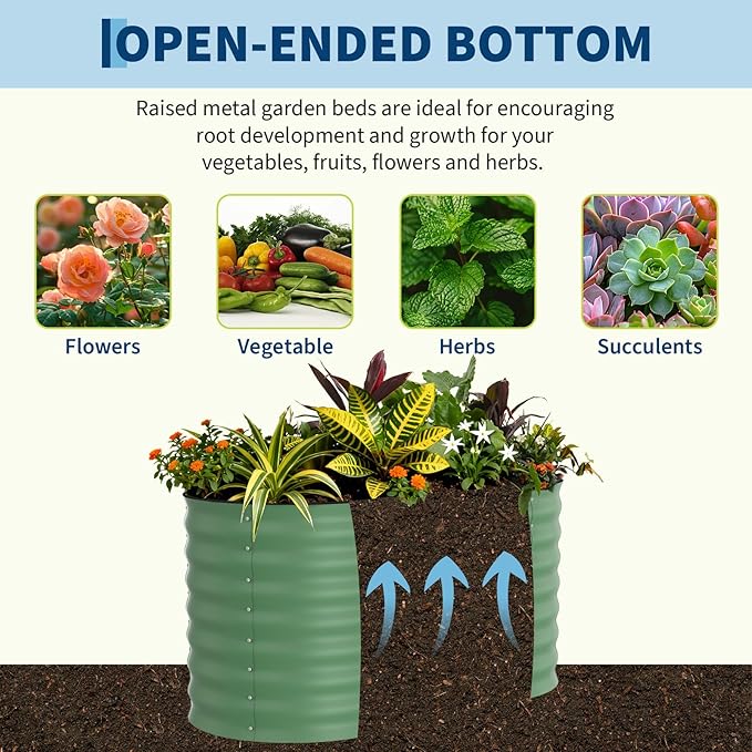2 Pcs Raised Garden Beds Outdoor 4x2x2 ft - Galvanized Steel Planter Box for Vegetables, Flowers, Rust-Resistant Garden Box, Easy Assembly Raised Beds, Durable Planters for Outdoor Plants, Green